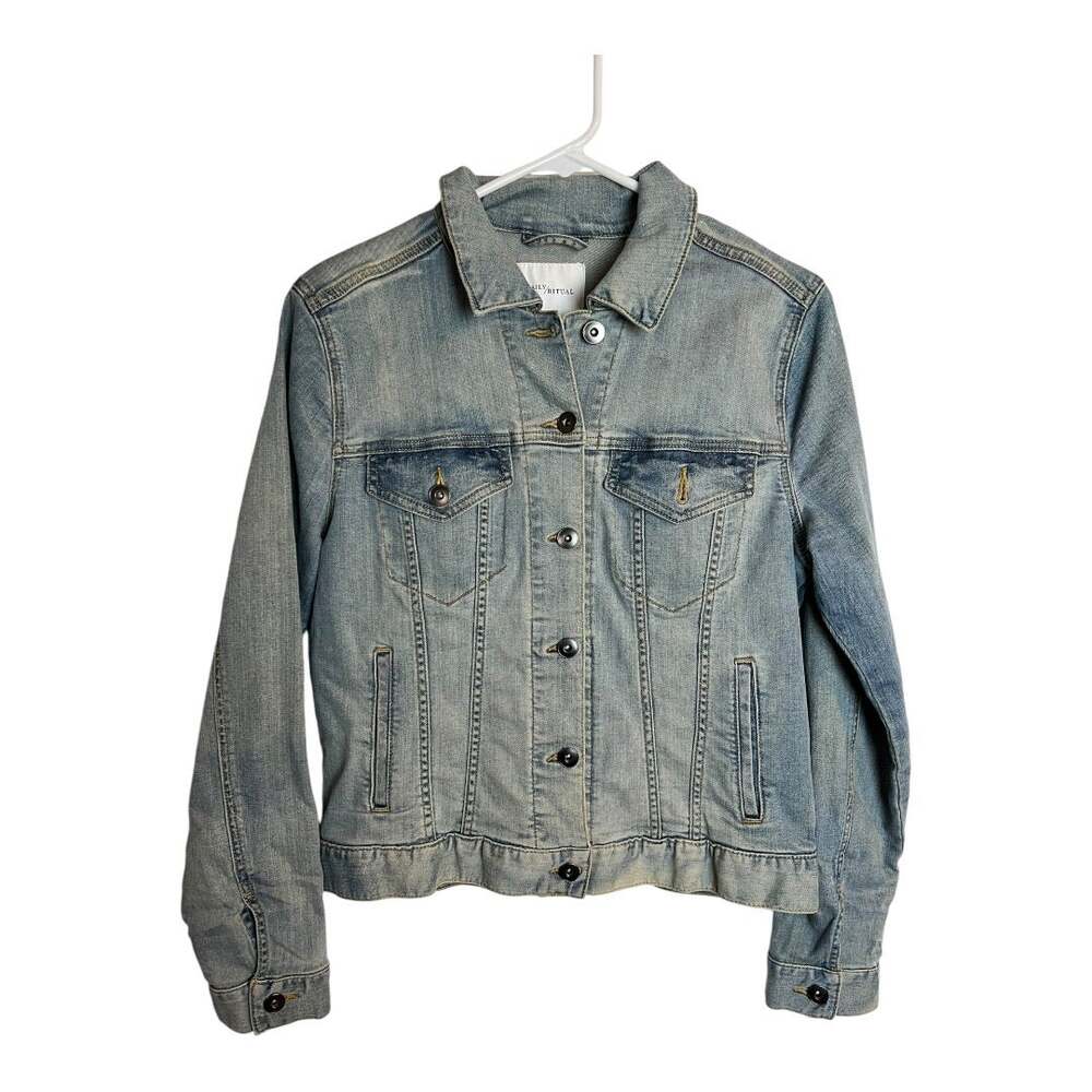 Daily Ritual XS Women’s Jean Jacket Denim Blue Cotton Casual Comfy